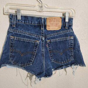 Vintage Levis 550 Shorts Waist 24 XS High Rise Denim Blue